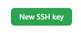 An annotated image of the SSH Key Page on Github, highlighting the "New SSH Key" Button