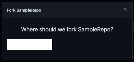 An image of the pop-up window shown when forking a repository on Github