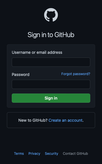 An image of Github's login page